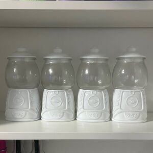4 White Gum Ball Jars